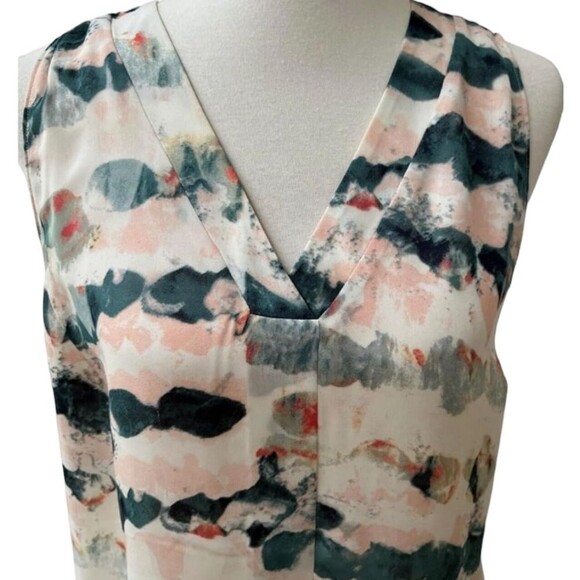 CAbi Gelato Top 5035 Blouse Sleeveless Chiffon Pastel Watercolor Flowy Pink M - Picture 9 of 15